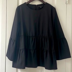 Cos Black Long Sleeve Tiered Top Size 2